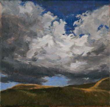 Katherine Kean,Contemporary Landscape Painting, Atmospheric Landscape Painting, atmospheric, Oil painting, clouds, wind, sky, Weather paintings, Vegan Art, Fine Art,Los Angeles, California, Scotland, small, square